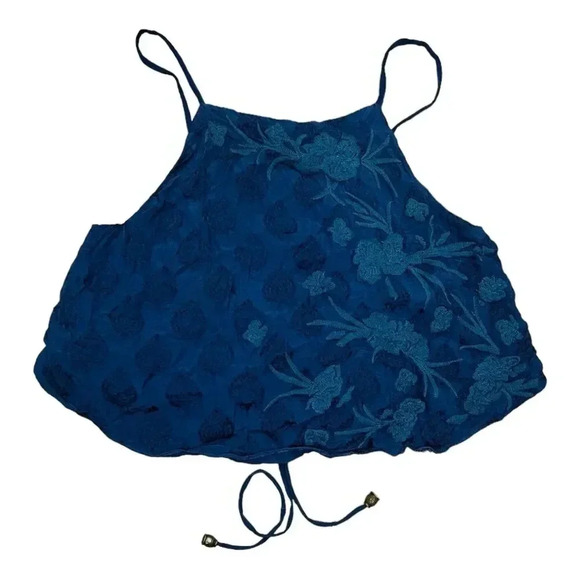 Ecote Teal Scalloped Lily Floral Embroidered Cami S - Picture 3 of 7